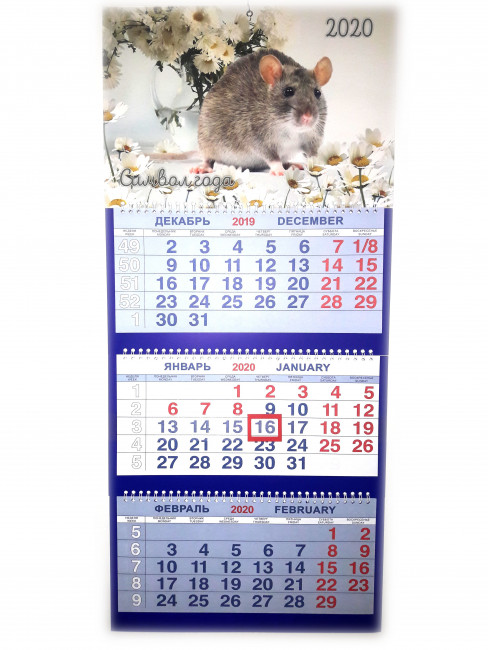 Календарь трио на гребне Крыска в ромашках