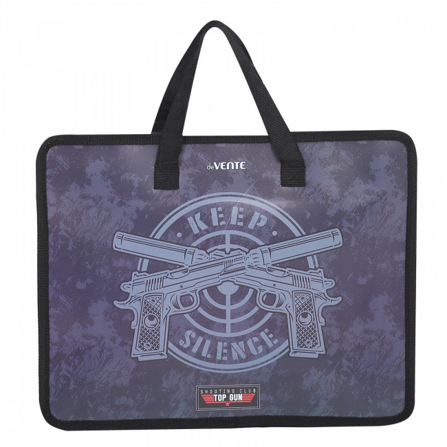 Папка для тетрадей, ИЗО и технологии "Keep Silence" A4 (33,5x26x10 см) с текстильным расширением 10 см, на молнии сверху, пластик 400 мкм, deVENTE
