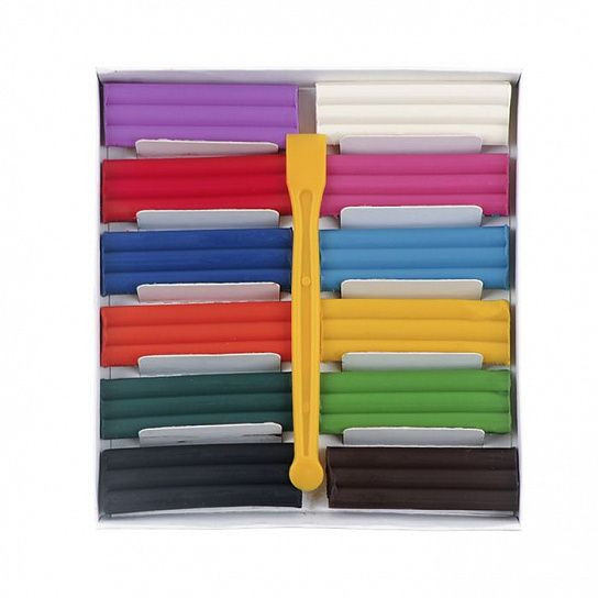 Пластилин 12 цв. 180 г ПВКМ12  восковой, со стеком, Каляка-Маляка (16)