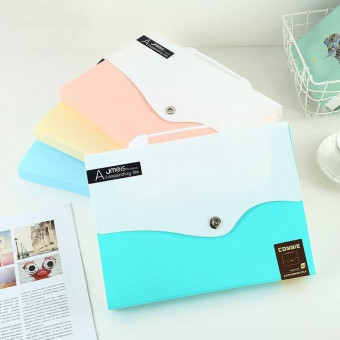 Портфель А4 для документов, 12 отделений, на кнопке, пластиковый, цв. ассорти, Cobest/F8803