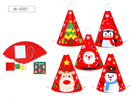 Набор для творчества из текстиля Chirstmas hat, 5 дизайнов в ассортименте, Mazari Набор для творчества из текстиля Chirstmas hat, 5 дизайнов в ассортименте, Mazari