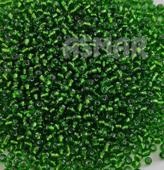 Бисер "ASMAR" размер №8, вес: 450 г, зелёный, внутреннее серебрение