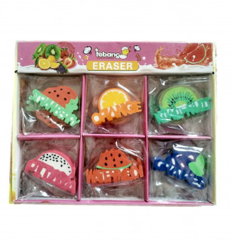 Ластик: "ФРУКТЫ"; мягкий, цветной /ассорти/, в индивидуальной упаковке, размер 5,5*3,0 см.(30)