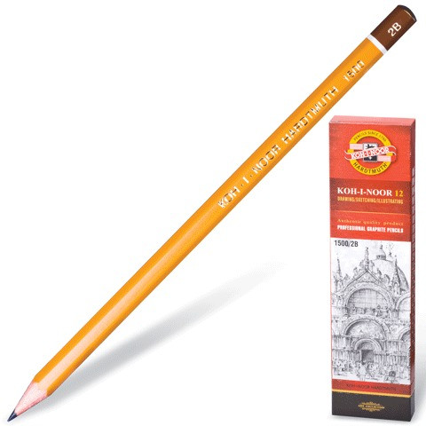 Карандаш KOH-I-NOOR 1500 2B заточенный (12)