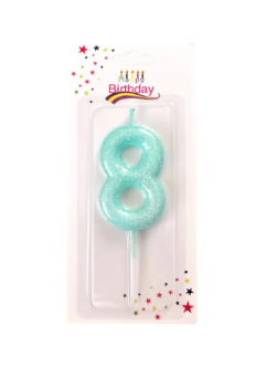 Свеча для торта "Цифра 8", бирюзовая, Магистр/MAG-6/221353-8 (12)