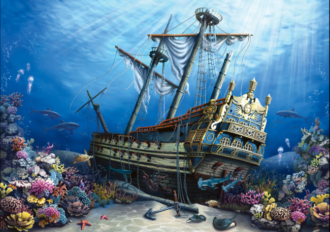 Алмазная мозаика 30х40см "Старый корабль под водой" без подр., част. запол., Рыжий Кот/ASG047 Алмазная мозаика 30х40см "Старый корабль под водой" без подр., част. запол., Рыжий Кот/ASG047
