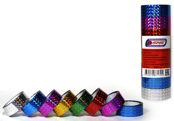 Скотч 18мм Х 20м голографический декоративный, Asmar (8/480) Скотч 18мм Х 20м голографический декоративный, Asmar (8/480)