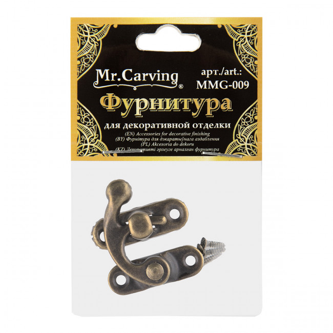 Фурнитура для шкатулок "замок" 3.3 x2.9см, золото, 1шт, Mr. Carving/MMG-009 №01