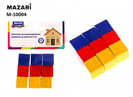 Заготовки для декорирования - кубики деревянные цветные 2 см, 9 шт, Mazari (12/36)