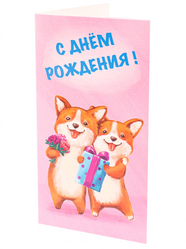 Dream Cards Конверт для денег С  днем рождения (корги) ЛХ-0097