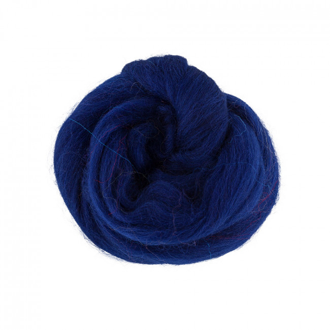 Шерсть для валяния 50г 100% полутонкая шерсть,  т. синий, Gamma/TFS-050 №0100