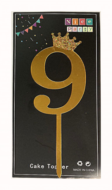 Топпер цифра 9 Корона GOLD 18см/600