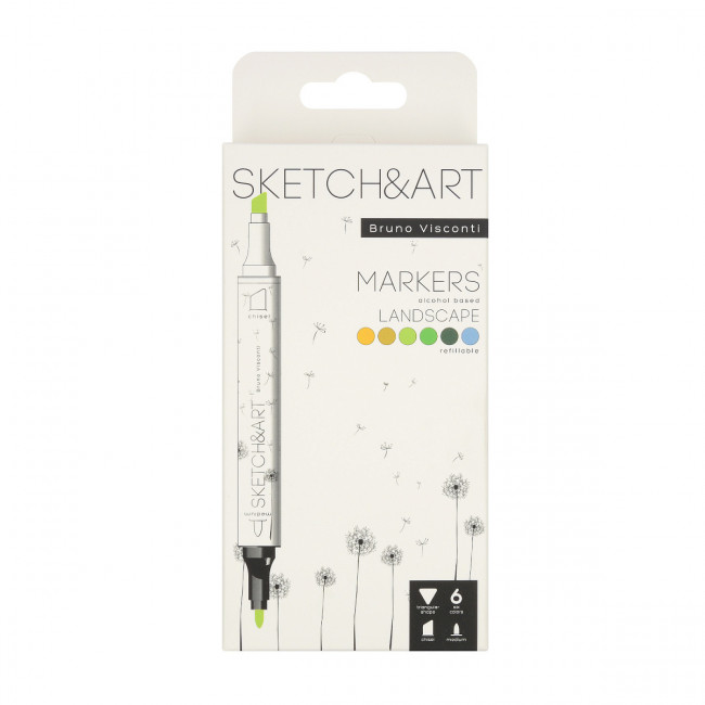 Набор скетч-маркеров 6цв "Sketch&Art. Лесной пейзаж", двухсторонние, BV/22-0081/08 (12) Набор скетч-маркеров 6цв "Sketch&Art. Лесной пейзаж", двухсторонние, BV/22-0081/08 (12)