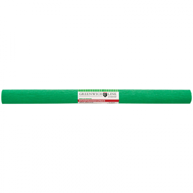 Бумага крепированная 50*250 см, 32 г/м2, зелёная, в рулоне (10) (Greenwich Line®)