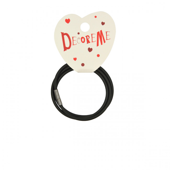 Шнурок d 3мм 52см из экокожи с застежкой, черный, BV/2-155/28 (10)