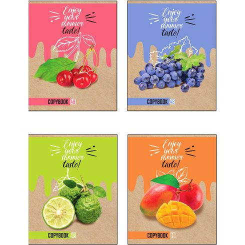 Тетрадь общая А5 скоба 48л. одна линия "Летний вкус" (ассорти) (10/80)