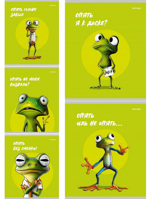 Тетрадь 48 клетка "Жабка", скрепка, Prof-Press/48-8350 (5)