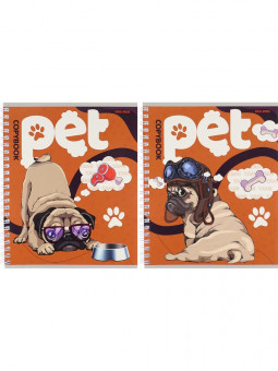 Тетрадь 96 клетка "Потешные мопсы", на гребне, Проф-Пресс/96-3122 (6/48)