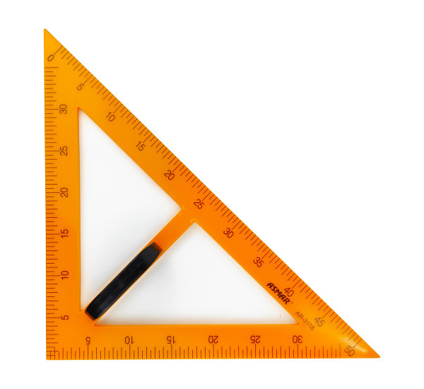 Треугольник классный, равнобедренный, материал-пластик. С держателем.