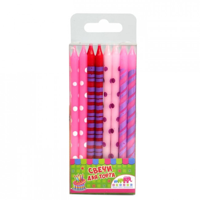 Свечи 12см для торта "Розовое ассорти", Микрос/Ч02527 (16) Свечи 12см для торта "Розовое ассорти", Микрос/Ч02527 (16)