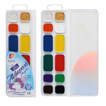 Акварель 12 цветов Луч Волшебная палитра без кисти пластиковая коробка европодвес 30С 1933-08