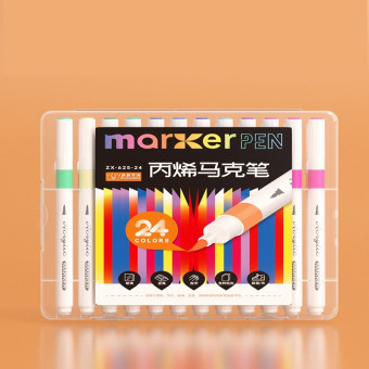 Набор акриловых маркеров "MAXER PEN", кисть, 24цв., в пластиквом пенале, ZX-625-24