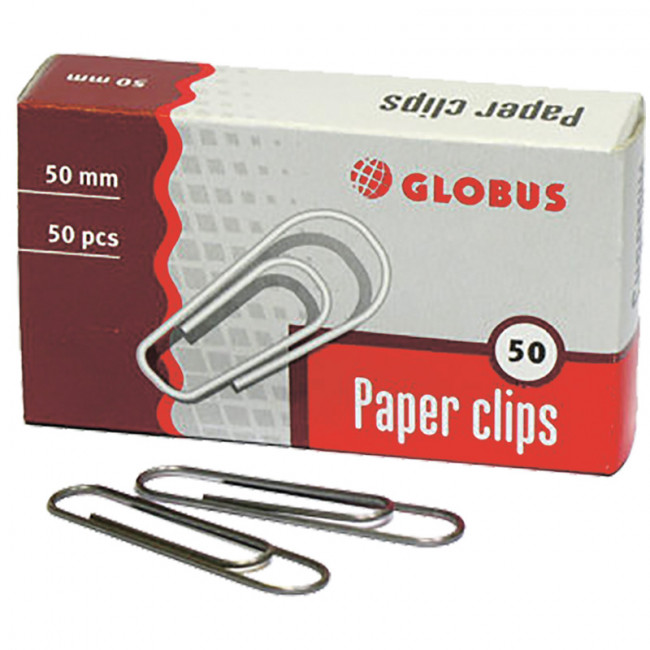 Скрепки 50мм, 50шт., карт. упак. (Глобус) (Россия) (20/72)
