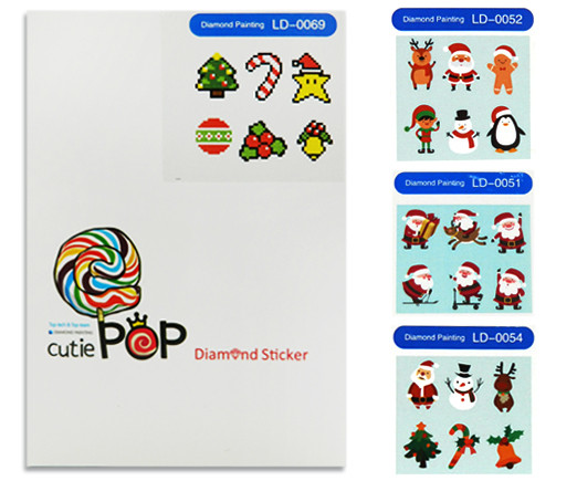 Набор для творчества -наклейка "Алмазная живопись" CZ-41 "Новогодний" 6 шт, стразы круглые, цвета ассорти, в к/кор LD-0051 (1/300)