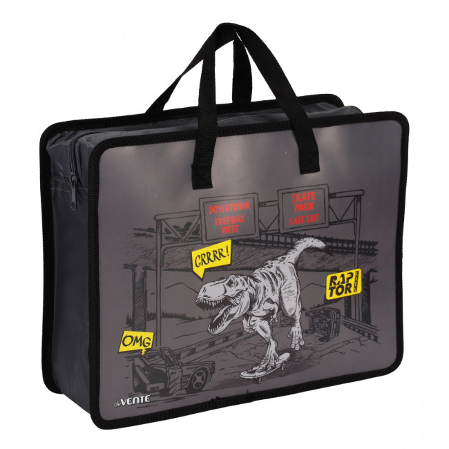 Папка для тетрадей, ИЗО и технологии "Raptor City" A4 (33,5x26x10 см) с текстильным расширением 10 см, на молнии сверху, пластик 400 мкм, deVENTE