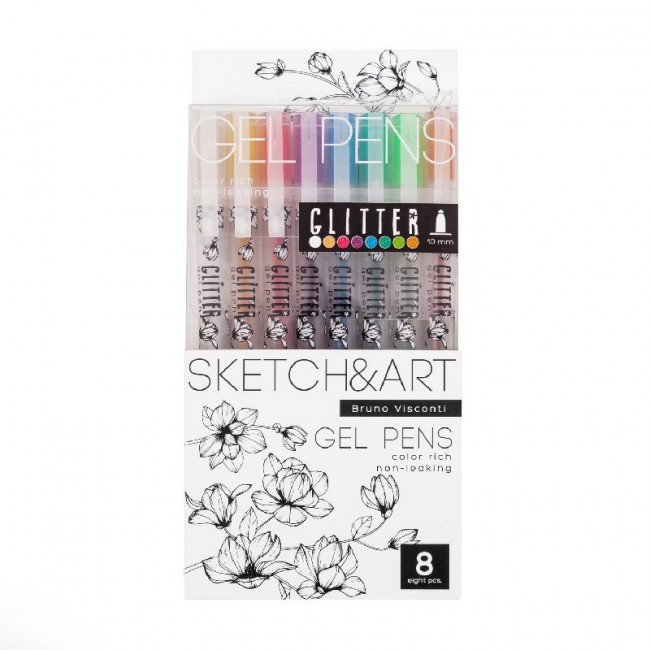 Набор гелевых ручек 1,0мм "Sketch&Art. UniWrite.Glitter", 8 цветов с блёстками, BV/20-0309 (24) Набор гелевых ручек 1,0мм "Sketch&Art. UniWrite.Glitter", 8 цветов с блёстками, BV/20-0309 (24)