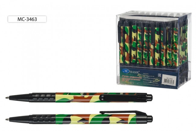 Автоматическая шариковая ручка: пластиковый корпус"Армейский дизайн", цвет чернил - синий (МС-3463) (60)