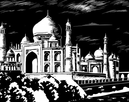 Гравюра 20 x 25.5см "Тадж-Махал" (серебро), Hobbius/SGHK №26