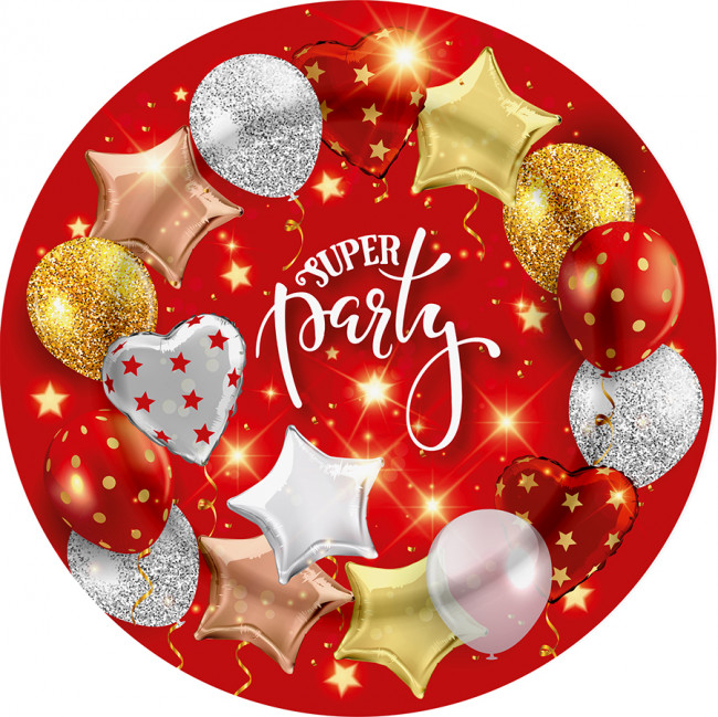 Тарелка бум 18 см "Супер пати" красная, 10шт, Микрос