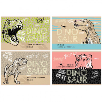 Альбом для рисования А4 40л "Dinosaur" на скрепке, BG (4/24)