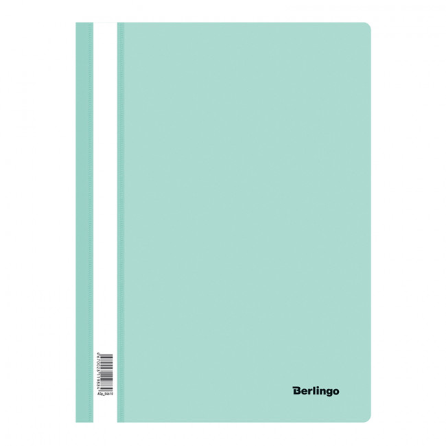 Папка-скоросшиватель пластик, А4, 180мкм, мятный с прозр. верхом, BERLINGO (20)
