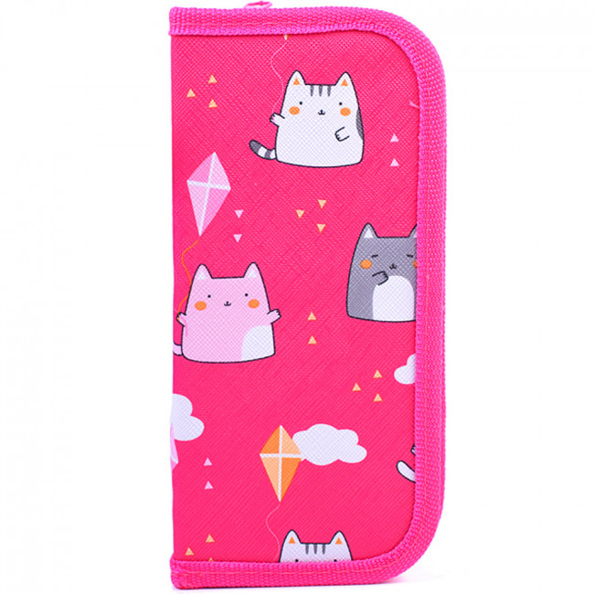 Пенал 190х90мм 1-секционный "Кошки", малиновый, Profit/ПН-8633 Пенал 190х90мм 1-секционный "Кошки", малиновый, Profit/ПН-8633