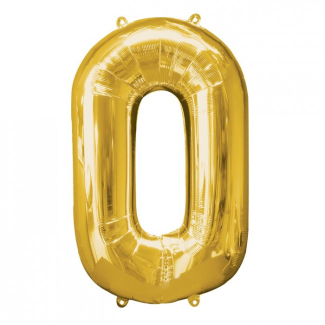 Шар ЦИФРА 0 28" золотой /Gold /70 см/К