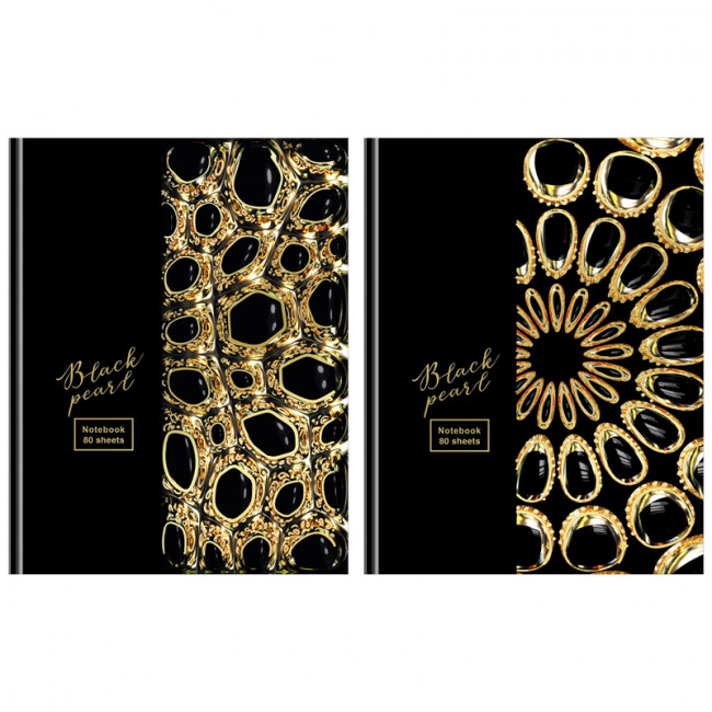 Бизнес-блокнот А5, 80л "Черный жемчуг", матовая ламинация, тиснение 3D-фольгой, BG