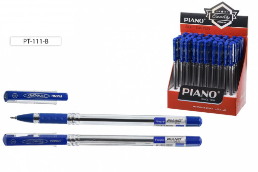 Ручка шариковая 0,5мм синяя "Piano FineGrip", на масляной основе, прозрачный корпус, PIANO/PT-111-B (50)