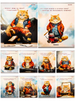 Комплект 10-ти предметных тетрадей 48л клетка/линия скрепка "Жил был кот", Проф-Пресс/Т48-1590 (8)