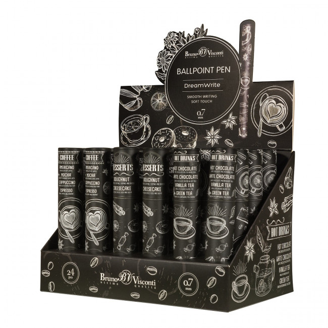 Ручка шариковая 0,7мм синяя "DreamWrite. Caffè nero", три вида ассорти, BV/20-0264/18 (24) Ручка шариковая 0,7мм синяя "DreamWrite. Caffè nero", три вида ассорти, BV/20-0264/18 (24)