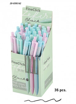 Ручка автоматическая гелевая 0.4мм чёрная "FineClick.Zefir", BV/20-0391/42 (36)