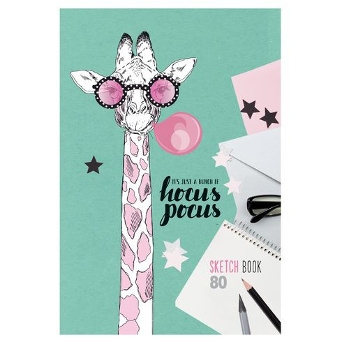 Скетчбук А5 переплёт твёрдый 80л. "Жирафик" ламинация матовая салатовый тонированный блок