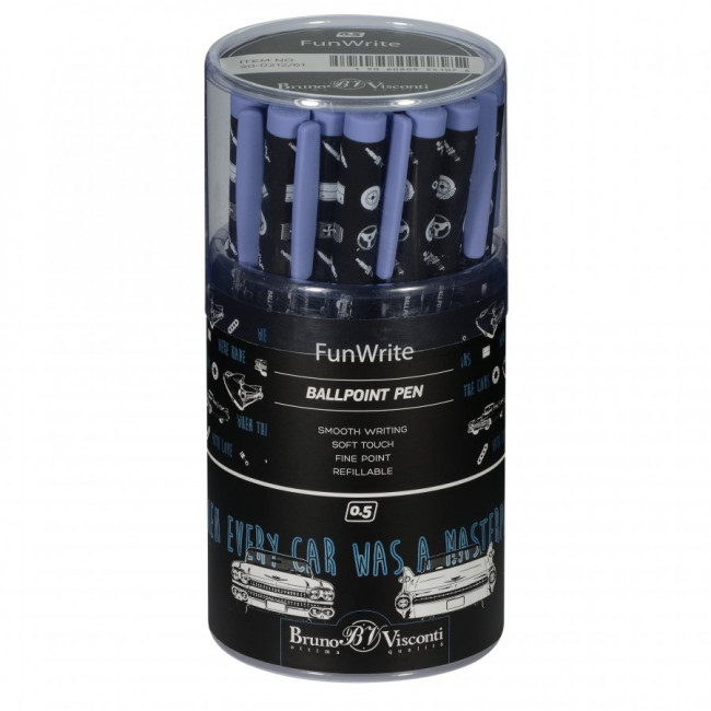Ручка шариковая 0,5мм синяя "FunWrite. Машины. Цвет голубой", BV/20-0212/61 (24)