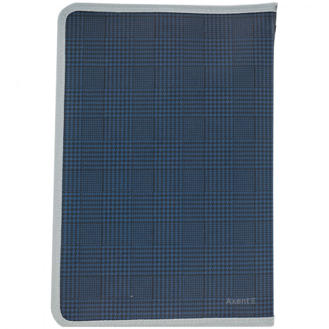 Папка объемная на молнии, А4+, Tartan Blue, AXENT