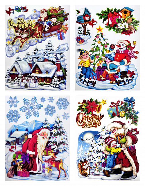 НАКЛЕЙКА ДЕКОРАТИВНАЯ, DARLENS «ДЕД МОРОЗ С ПОДАРКАМИ», 300Х420 ММ, АССОРТИ