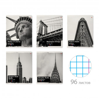 Тетрадь 96 клетка "Ny-ny" скрепка, BV/7-96-1213 (5/30)