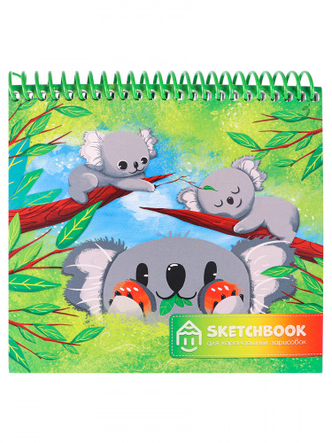 Скетчбуки А6+ для карандашных зарисовок Коалы (спираль сверху, гл лам, мяг обл, жест подл, 64л, 60г) С64-5271