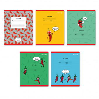 Тетрадь 24 клетка "Деловой перец" скрепка, Светоч (15)