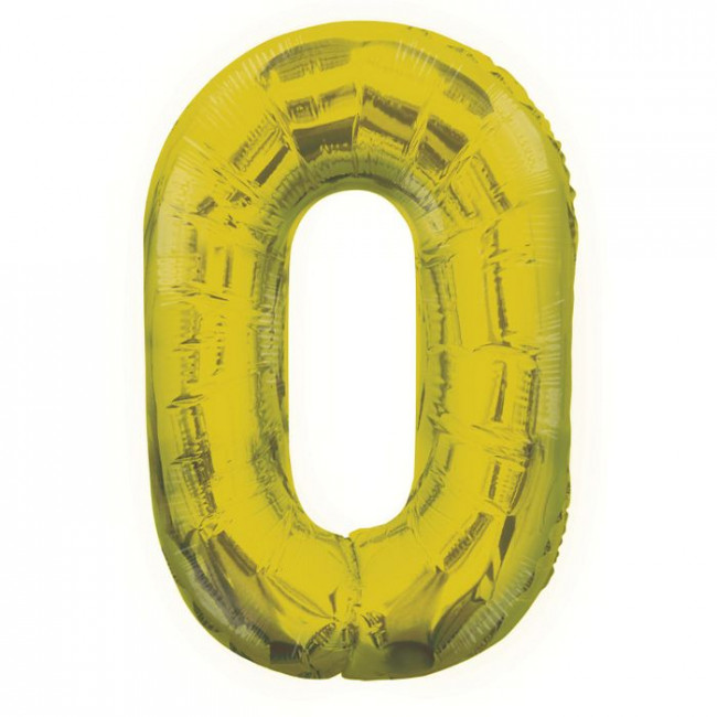 Шар ЦИФРА 0 40" золото /Gold /102 см/К